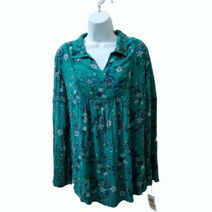 Style & Co Women  Floral-Print Long Bell-Sleeve Top Pop Garden Green Large Affordable Designer Brands