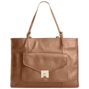 Tommy Hilfiger Postino Casual Leather Large Taupe Tote Front From Affordable Designer Brands