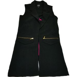 XOXO Juniors Zipper-Pocket Long Vest Black XSmall