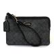 Coach Small L-Zip Signature Silver Black Wristlet Wallet