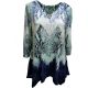 JM Collection Embellished Handkerchief-Hem Tunic Sweatshirt Green Indigo Snake