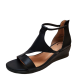 Journee Womens Casual Shoes Trayle Wedge Heel Slip On Sandals Black 7M Affordable Designer Brands.