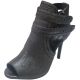 Michael Kors Metallic Leather Blaze Open Toe Bootie Grey Anthracite Affordable Designer Brands