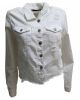 Vanilla Star Juniors Button Fly Ripped White Denim Jacket White Large